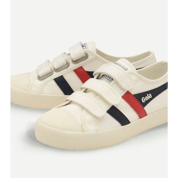 Gola Women's Vegan Classic Coaster Strap Canvas Sneakers Off White Navy Size 10 - Picture 1 of 10